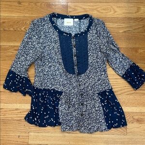 Maeve Navy and White Lace Detail Blouse